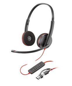 Tai nghe Poly Blackwire 3220 Stereo USB-C, kèm adapter USB-C sang USB-A